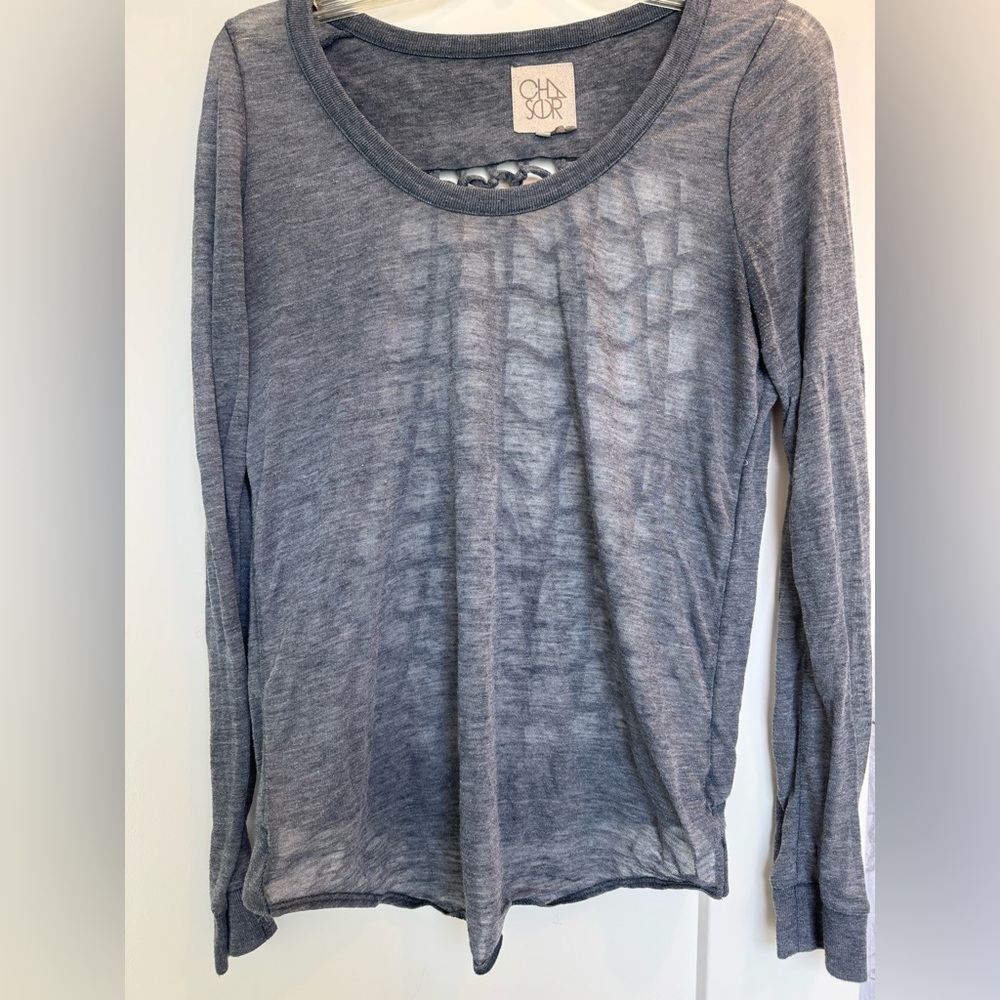 Chaser Heather Gray Long Sleeve Blouse